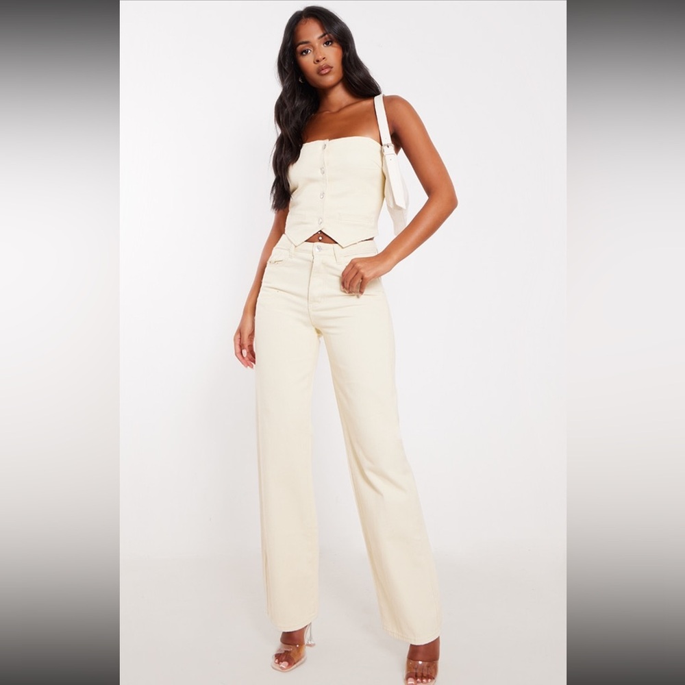PLT Beige Denim Corset Jean Set
